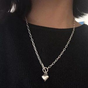 TOGGLE 925 STERLING SILVER CHUNKY HEART NECKLACE